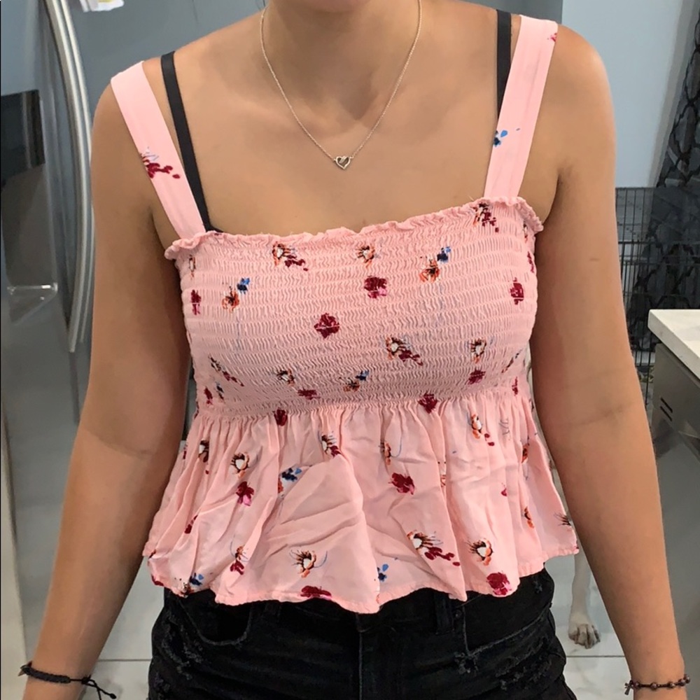 Pink flower tank top